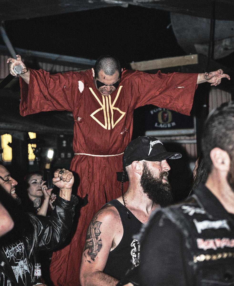 Mark Derricutt; Exordium Mors;Worshipping with Exordium Mors Extreme black metal at SmashFest VII, 2019, Gisbourne.